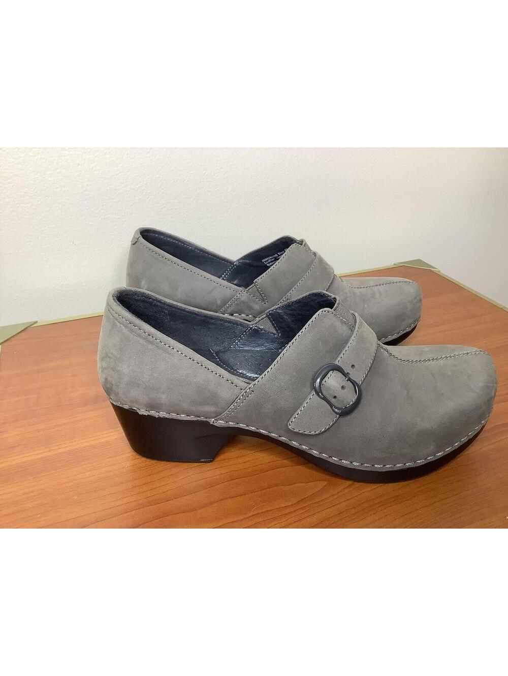 < Dansko Tamara Grey Suede Leather Clogs Size 9.5 > - Picture 3 of 8